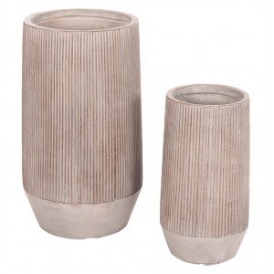 ΣΕΤ 2ΤΜΧ ΓΛΑΣΤΡΕΣ ΚΥΛΙΝΔΡΟΙ ΣΕΙΡΑ GARDENER FIBERCLAY-ΧΡΩΜΑ CEMENT Φ36x63.5Υεκ