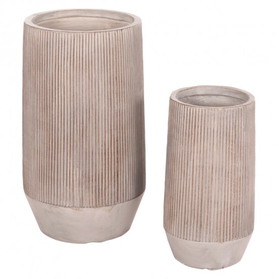 ΣΕΤ 2ΤΜΧ ΓΛΑΣΤΡΕΣ ΚΥΛΙΝΔΡΟΙ ΣΕΙΡΑ GARDENER FIBERCLAY-ΧΡΩΜΑ CEMENT Φ36x63.5Υεκ
