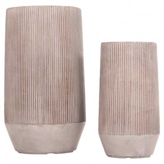 ΣΕΤ 2ΤΜΧ ΓΛΑΣΤΡΕΣ ΚΥΛΙΝΔΡΟΙ ΣΕΙΡΑ GARDENER FIBERCLAY-ΧΡΩΜΑ CEMENT Φ36x63.5Υεκ