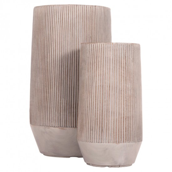 ΣΕΤ 2ΤΜΧ ΓΛΑΣΤΡΕΣ ΚΥΛΙΝΔΡΟΙ ΣΕΙΡΑ GARDENER FIBERCLAY-ΧΡΩΜΑ CEMENT Φ36x63.5Υεκ