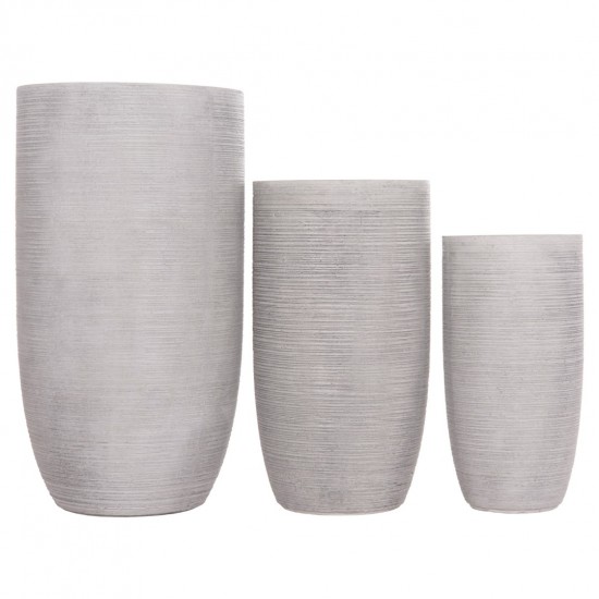 ΣΕΤ 3ΤΜΧ ΓΛΑΣΤΡΕΣ ΚΥΛΙΝΔΡΟΙ ΣΕΙΡΑ GARDENER FIBERCLAY-ΧΡΩΜΑ CEMENT Φ42.5x78.5Υεκ