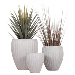 ΣΕΤ 3ΤΜΧ ΓΛΑΣΤΡΕΣ ΣΤΡΟΓΓΥΛΕΣ ΣΕΙΡΑ GARDENER FIBERCLAY-ΧΡΩΜΑ CEMENT Φ49.5x56Υεκ