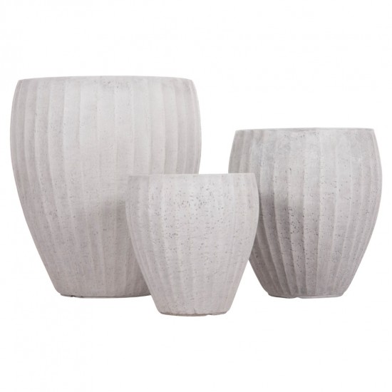 ΣΕΤ 3ΤΜΧ ΓΛΑΣΤΡΕΣ ΣΤΡΟΓΓΥΛΕΣ ΣΕΙΡΑ GARDENER FIBERCLAY-ΧΡΩΜΑ CEMENT Φ49.5x56Υεκ