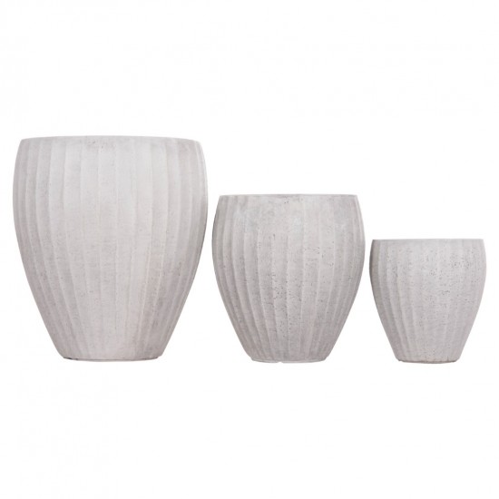 ΣΕΤ 3ΤΜΧ ΓΛΑΣΤΡΕΣ ΣΤΡΟΓΓΥΛΕΣ ΣΕΙΡΑ GARDENER FIBERCLAY-ΧΡΩΜΑ CEMENT Φ49.5x56Υεκ
