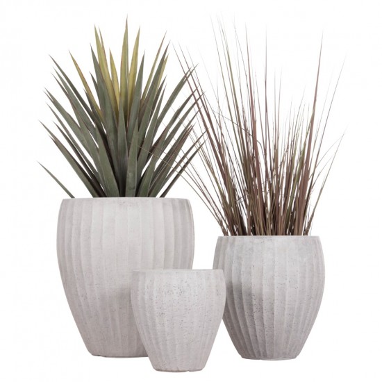ΣΕΤ 3ΤΜΧ ΓΛΑΣΤΡΕΣ ΣΤΡΟΓΓΥΛΕΣ ΣΕΙΡΑ GARDENER FIBERCLAY-ΧΡΩΜΑ CEMENT Φ49.5x56Υεκ
