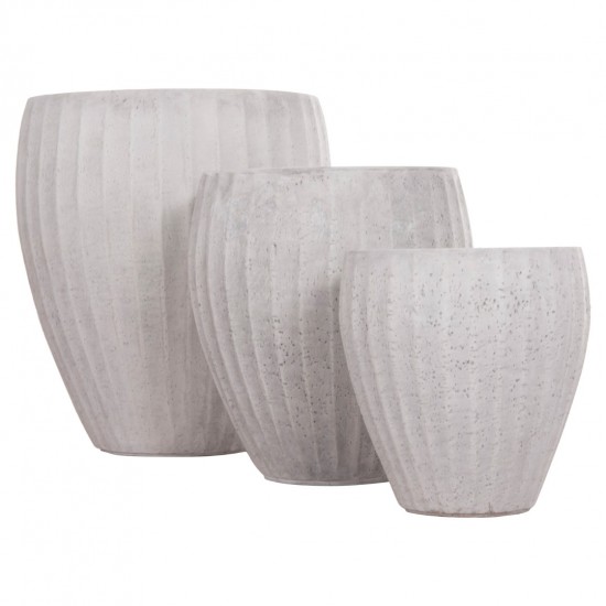 ΣΕΤ 3ΤΜΧ ΓΛΑΣΤΡΕΣ ΣΤΡΟΓΓΥΛΕΣ ΣΕΙΡΑ GARDENER FIBERCLAY-ΧΡΩΜΑ CEMENT Φ49.5x56Υεκ