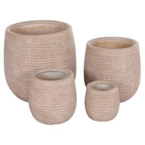 ΣΕΤ 4ΤΜΧ ΓΛΑΣΤΡΕΣ ΣΤΡΟΓΓΥΛΕΣ GARDENER FIBERCLAY--IVORY CEMENT Φ56x54.5Υεκ