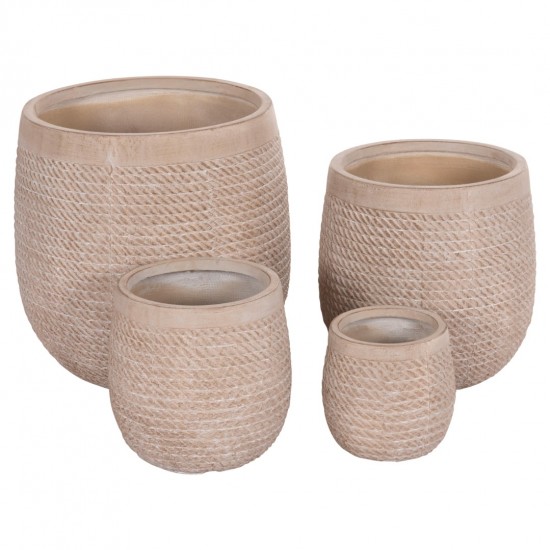 ΣΕΤ 4ΤΜΧ ΓΛΑΣΤΡΕΣ ΣΤΡΟΓΓΥΛΕΣ GARDENER FIBERCLAY--IVORY CEMENT Φ56x54.5Υεκ