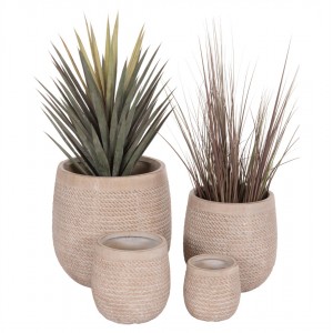 ΣΕΤ 4ΤΜΧ ΓΛΑΣΤΡΕΣ ΣΤΡΟΓΓΥΛΕΣ GARDENER FIBERCLAY--IVORY CEMENT Φ56x54.5Υεκ