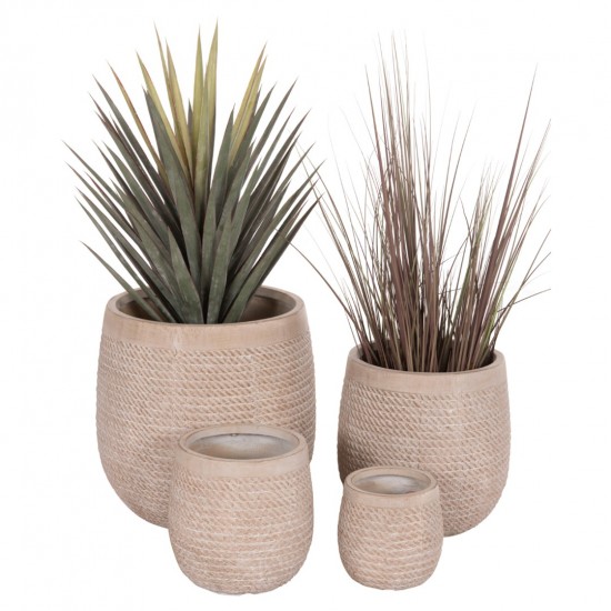 ΣΕΤ 4ΤΜΧ ΓΛΑΣΤΡΕΣ ΣΤΡΟΓΓΥΛΕΣ GARDENER FIBERCLAY--IVORY CEMENT Φ56x54.5Υεκ