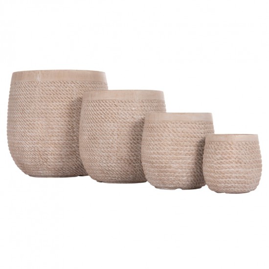 ΣΕΤ 4ΤΜΧ ΓΛΑΣΤΡΕΣ ΣΤΡΟΓΓΥΛΕΣ GARDENER FIBERCLAY--IVORY CEMENT Φ56x54.5Υεκ