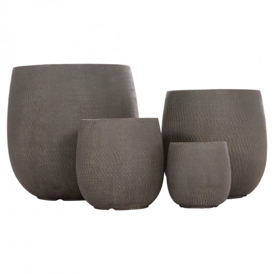 ΣΕΤ 4ΤΜΧ ΓΛΑΣΤΡΕΣ ΣΤΡΟΓΓΥΛΕΣ GARDENER FIBERCLAY ΓΚΡΙΖΟΠΡΑΣΙΝΟ Φ55.5x53.5Υεκ