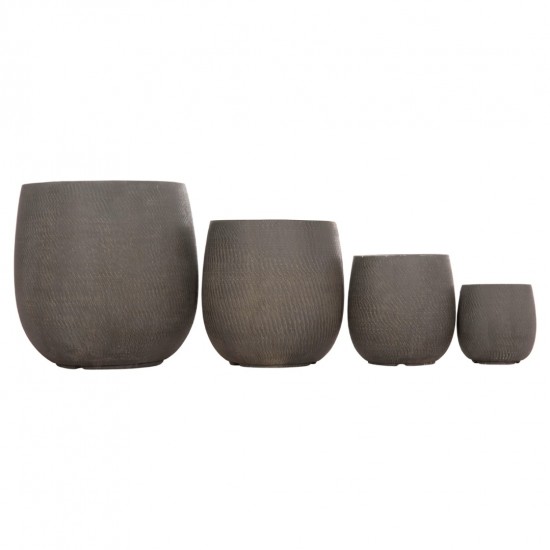 ΣΕΤ 4ΤΜΧ ΓΛΑΣΤΡΕΣ ΣΤΡΟΓΓΥΛΕΣ GARDENER FIBERCLAY ΓΚΡΙΖΟΠΡΑΣΙΝΟ Φ55.5x53.5Υεκ