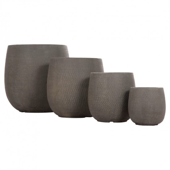 ΣΕΤ 4ΤΜΧ ΓΛΑΣΤΡΕΣ ΣΤΡΟΓΓΥΛΕΣ GARDENER FIBERCLAY ΓΚΡΙΖΟΠΡΑΣΙΝΟ Φ55.5x53.5Υεκ