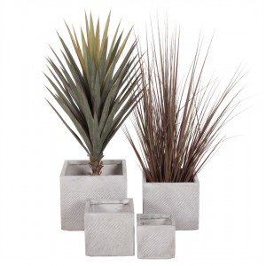 ΣΕΤ 4ΤΜΧ ΓΛΑΣΤΡΕΣ ΤΕΤΡΑΓΩΝΕΣ GARDENER FIBERCLAY ΓΚΡΙ CEMENT 37x37x31.5Υεκ.