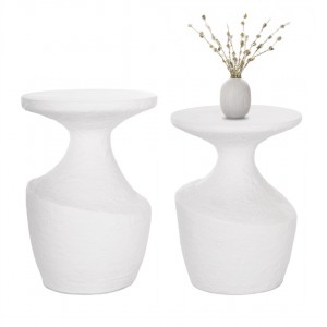 ΣΕΤ ΒΟΗΘΗΤΙΚΑ ΤΡΑΠΕΖΙΑ REBON 2ΤΜΧ FIBER CEMENT ΣΕ ΛΕΥΚΟ--Φ40εκ & Φ27,5εκ