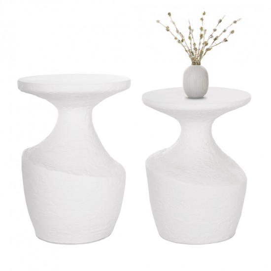 ΣΕΤ ΒΟΗΘΗΤΙΚΑ ΤΡΑΠΕΖΙΑ REBON 2ΤΜΧ FIBER CEMENT ΣΕ ΛΕΥΚΟ--Φ40εκ & Φ27,5εκ