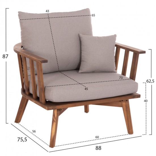 ΣΕΤ ΣΑΛΟΝΙ ΕΞΩΤ.ΧΩΡΟΥ 4TMX HARRA  ΞΥΛΟ ΑΚΑΚΙΑΣ ΦΥΣΙΚΟ--ΜΑΞΙΛΑΡΙΑ ΛΕΥΚΑ