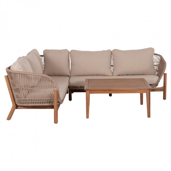 ΣΕΤ ΣΑΛΟΝΙ ΓΩΝΙΑ ΕΞΩΤΕΡΙΚΟΥ  ΧΩΡΟΥ 3ΤΜΧ SANJI ΞΥΛΟ ΑΚΑΚΙΑΣ-ΑΛΟΥΜΙΝΙΟ-ΣΧΟΙΝΙ