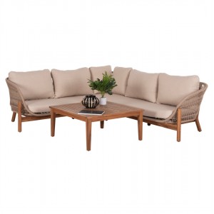 ΣΕΤ ΣΑΛΟΝΙ ΓΩΝΙΑ ΕΞΩΤΕΡΙΚΟΥ  ΧΩΡΟΥ 3ΤΜΧ SANJI ΞΥΛΟ ΑΚΑΚΙΑΣ-ΑΛΟΥΜΙΝΙΟ-ΣΧΟΙΝΙ