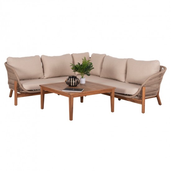 ΣΕΤ ΣΑΛΟΝΙ ΓΩΝΙΑ ΕΞΩΤΕΡΙΚΟΥ  ΧΩΡΟΥ 3ΤΜΧ SANJI ΞΥΛΟ ΑΚΑΚΙΑΣ-ΑΛΟΥΜΙΝΙΟ-ΣΧΟΙΝΙ