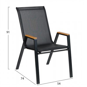 ΣΕΤ ΤΡΑΠΕΖΑΡΙΑΣ 3ΤΜΧ FIGO  2 ΚΑΡΕΚΛΕΣ & ΤΕΤΡΑΓΩΝΟ ΤΡΑΠΕΖΙ 60x60εκ ΜΑΥΡΟ