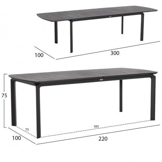 ΣΕΤ ΤΡΑΠΕΖΑΡΙΑΣ ΕΞΩΤΕΡΙΚΟΥ ΧΩΡΟΥ 6 ΘΕΣΕΩΝ ELARA ΓΚΡΙ ΑΛΟΥΜΙΝΙΟ-ΕΠΕΚΤΕΙΝΟΜΕΝΟ ΤΡΑΠΕΖΙ