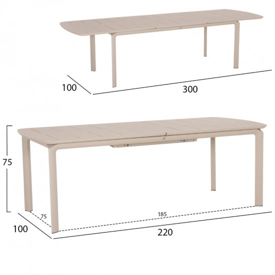 ΣΕΤ ΤΡΑΠΕΖΑΡΙΑΣ ΕΞΩΤΕΡΙΚΟΥ ΧΩΡΟΥ 6 ΘΕΣΕΩΝ ELARA ΜΠΕΖ ΑΛΟΥΜΙΝΙΟ-ΕΠΕΚΤΕΙΝΟΜΕΝΟ ΤΡΑΠΕΖΙ