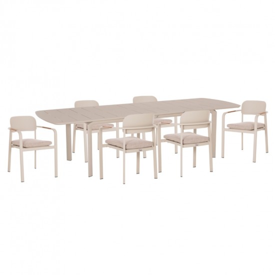 ΣΕΤ ΤΡΑΠΕΖΑΡΙΑΣ ΕΞΩΤΕΡΙΚΟΥ ΧΩΡΟΥ 6 ΘΕΣΕΩΝ ELARA ΜΠΕΖ ΑΛΟΥΜΙΝΙΟ-ΕΠΕΚΤΕΙΝΟΜΕΝΟ ΤΡΑΠΕΖΙ