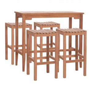 ΣΕΤ ΤΡΑΠΕΖΙ ΜΕ 4 ΣΚΑΜΠΟ ΜΠΑΡ NIKOL ΞΥΛΟ TEAK ΣΕ ΦΥΣΙΚΟ ΧΡΩΜΑ