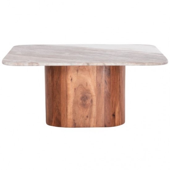 ΤΡΑΠΕΖΙ ΣΑΛΟΝΙΟΥ ΤΕΤΡΑΓΩΝΟ VOLTI ΓΚΡΙ ΜΑΡΜΑΡO-ΞΥΛΟ ΑΚΑΚΙΑΣ 80.5x80.5x37Υεκ.