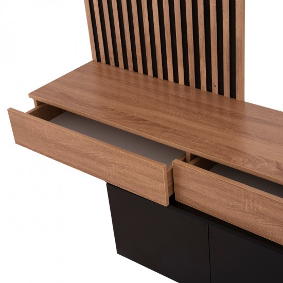 ΣΥΝΘΕΣΗ ΤΗΛΕΟΡΑΣΗΣ DORT ΜΕΛΑΜΙΝΗ ΣΕ ΣΟΝΑΜΑ-ΜΑΥΡΟ 249.5x42.2x199.5Υεκ