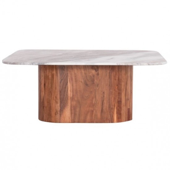 ΤΡΑΠΕΖΙ ΣΑΛΟΝΙΟΥ ΤΕΤΡΑΓΩΝΟ VOLTI ΓΚΡΙ ΜΑΡΜΑΡO-ΞΥΛΟ ΑΚΑΚΙΑΣ 100.5x100.5x40Υεκ