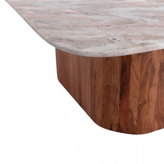 ΤΡΑΠΕΖΙ ΣΑΛΟΝΙΟΥ ΤΕΤΡΑΓΩΝΟ VOLTI ΓΚΡΙ ΜΑΡΜΑΡO-ΞΥΛΟ ΑΚΑΚΙΑΣ 100.5x100.5x40Υεκ