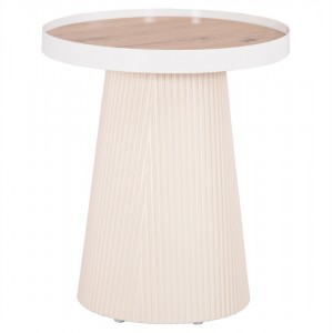 ΤΡΑΠΕΖΑΚΙ ΒΟΗΘΗΤΙΚΟ DENTON MDF TOP ΦΥΣΙΚΟ ΞΥΛΟΥ-ΒΑΣΗ ΛΕΥΚΗ Φ45x51,5Υεκ.