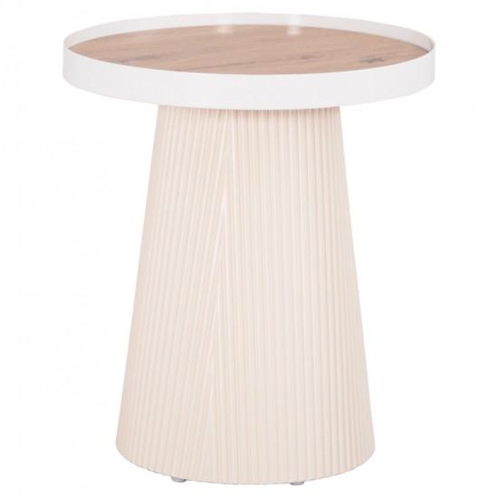 ΤΡΑΠΕΖΑΚΙ ΒΟΗΘΗΤΙΚΟ DENTON MDF TOP ΦΥΣΙΚΟ ΞΥΛΟΥ-ΒΑΣΗ ΛΕΥΚΗ Φ45x51,5Υεκ.