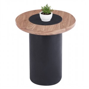 ΤΡΑΠΕΖΑΚΙ ΣΤΡΟΓΓΥΛΟ ΒΟΗΘΗΤΙKΟ OVALON MDF TOP ΚΑΡΥΔΙ & ΒΑΣΗ ΜΑΥΡΗ Φ45x50Υεκ