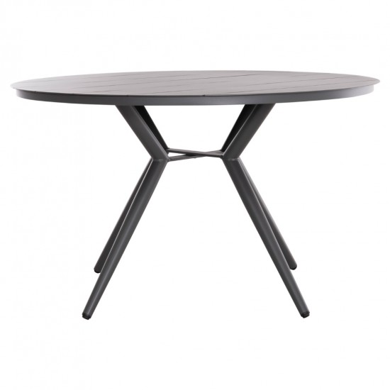 ΤΡΑΠΕΖΙ ΑΛΟΥΜΙΝΙΟΥ ΣΤΡΟΓΓΥΛΟ HIGER ΓΚΡΙ Φ126x74Υεκ.