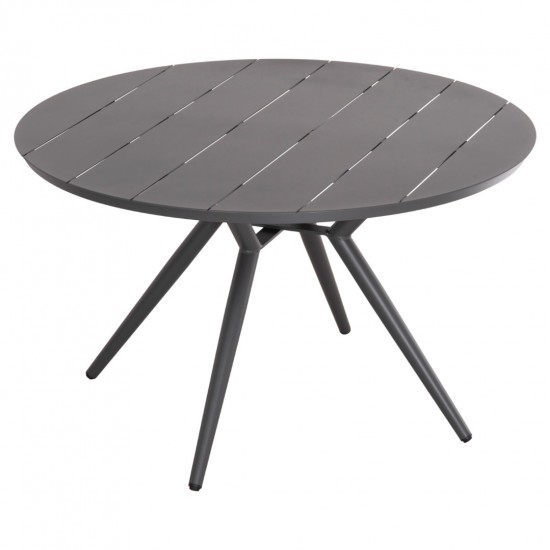 ΤΡΑΠΕΖΙ ΑΛΟΥΜΙΝΙΟΥ ΣΤΡΟΓΓΥΛΟ HIGER ΓΚΡΙ Φ126x74Υεκ.