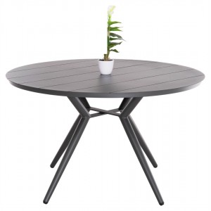 ΤΡΑΠΕΖΙ ΑΛΟΥΜΙΝΙΟΥ ΣΤΡΟΓΓΥΛΟ HIGER ΓΚΡΙ Φ126x74Υεκ.