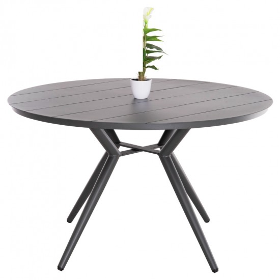 ΤΡΑΠΕΖΙ ΑΛΟΥΜΙΝΙΟΥ ΣΤΡΟΓΓΥΛΟ HIGER ΓΚΡΙ Φ126x74Υεκ.