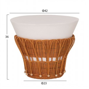 ΤΡΑΠΕΖΙ ΒΟΗΘΗΤΙΚΟ PERRAL  FIBER CEMENT ΛΕΥΚΟ-ΦΥΣΙΚΟ RATTAN--Φ42x36Υεκ