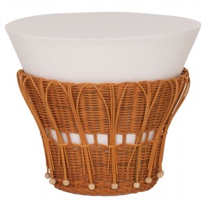 ΤΡΑΠΕΖΙ ΒΟΗΘΗΤΙΚΟ PERRAL  FIBER CEMENT ΛΕΥΚΟ-ΦΥΣΙΚΟ RATTAN--Φ42x36Υεκ