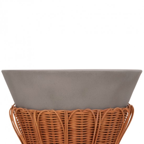 ΤΡΑΠΕΖΙ ΒΟΗΘΗΤΙΚΟ PERRAL FIBER CEMENT ΓΚΡΙ-ΦΥΣΙΚΟ RATTAN--Φ42x36Υεκ