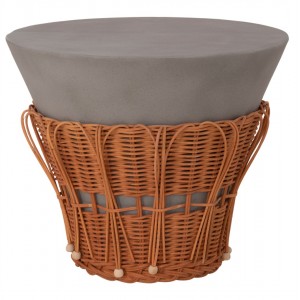 ΤΡΑΠΕΖΙ ΒΟΗΘΗΤΙΚΟ PERRAL FIBER CEMENT ΓΚΡΙ-ΦΥΣΙΚΟ RATTAN--Φ42x36Υεκ