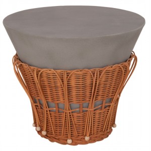 ΤΡΑΠΕΖΙ ΒΟΗΘΗΤΙΚΟ PERRAL FIBER CEMENT ΓΚΡΙ-ΦΥΣΙΚΟ RATTAN--Φ42x36Υεκ