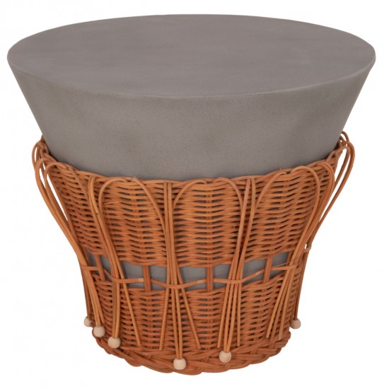 ΤΡΑΠΕΖΙ ΒΟΗΘΗΤΙΚΟ PERRAL FIBER CEMENT ΓΚΡΙ-ΦΥΣΙΚΟ RATTAN--Φ42x36Υεκ