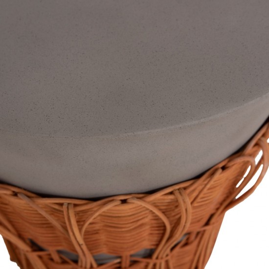 ΤΡΑΠΕΖΙ ΒΟΗΘΗΤΙΚΟ PERRAL FIBER CEMENT ΓΚΡΙ-ΦΥΣΙΚΟ RATTAN--Φ42x36Υεκ