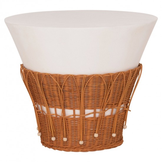 ΤΡΑΠΕΖΙ ΣΑΛΟΝΙΟΥ PERRAL FIBER CEMENT ΛΕΥΚΟ-ΦΥΣΙΚΟ RATTAN--Φ55x45Υεκ