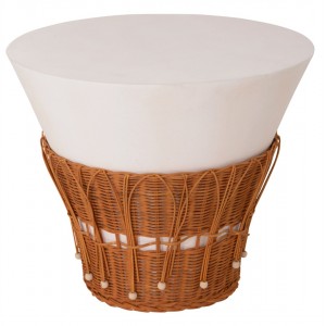 ΤΡΑΠΕΖΙ ΣΑΛΟΝΙΟΥ PERRAL FIBER CEMENT ΛΕΥΚΟ-ΦΥΣΙΚΟ RATTAN--Φ55x45Υεκ